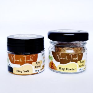 Starter Hing Pack | Daily Tadka Hing Powder & Ayur Blend Hing Vati | 10 gms each | Strong Aroma | Powdered form of Asafoetida with Digestive Aid Mouth Freshener